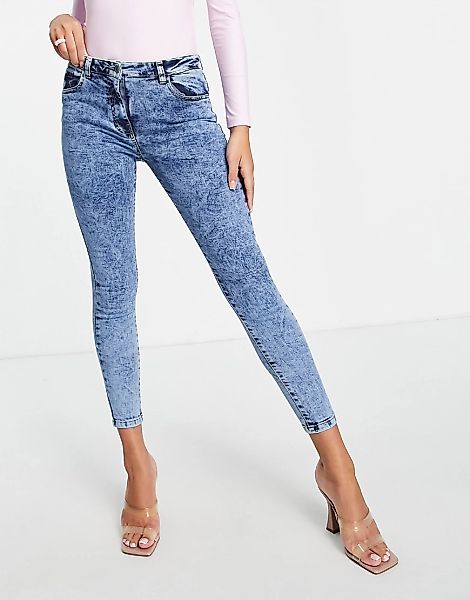 Parisian – Jeans mit engem Schnitt in blauer Acid-Waschung günstig online kaufen