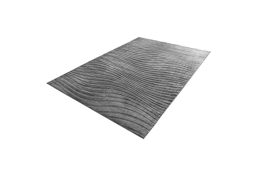 riess-ambiente Designteppich WAVE 350x235cm anthrazit · Kurzflor-Teppich mi günstig online kaufen