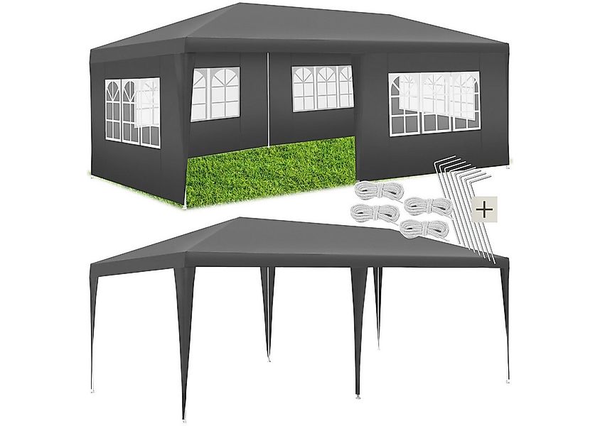 tectake Pavillon Partyzelt Novara mit 5 Seitenteilen, wasserdicht, 6x3m mit günstig online kaufen