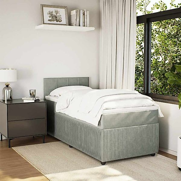 vidaXL Bett Boxspringbett mit Matratze Hellgrau günstig online kaufen
