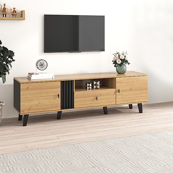 Ulife TV-Schrank Lowboard mit Einlegböden 2 günstig online kaufen