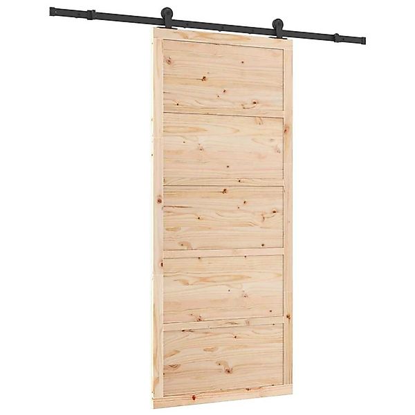 vidaXL Schiebetür Braun 90 x 208 cm Massivholz Kiefer 3381150 günstig online kaufen