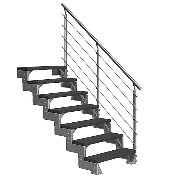 DOLLE Außentreppe Gardentop 7 TRIMAX-Stufen 80 cm Anthrazit + Geländer günstig online kaufen