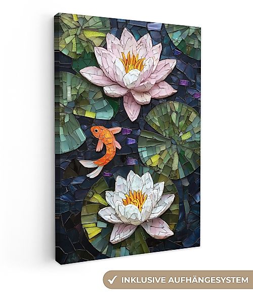OneMillionCanvasses® Leinwandbild Glasstücke - Lilienblätter - günstig online kaufen