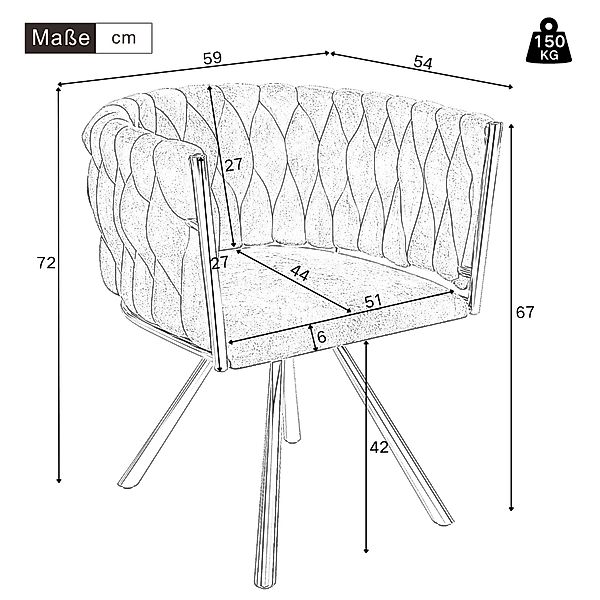 OKWISH Esszimmerstuhl 360°-Drehfunktion (Polsterstuhl, Wohnzimmerstuhl, Küc günstig online kaufen