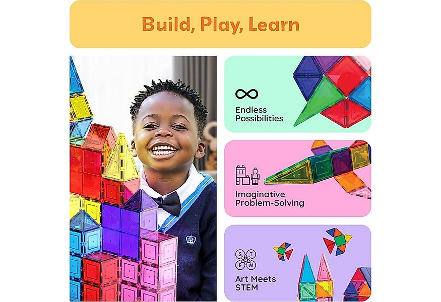 Athlix 100 Magnetbausteine Kinder durchsichtige magnetische 3D-Blöcke Magne günstig online kaufen