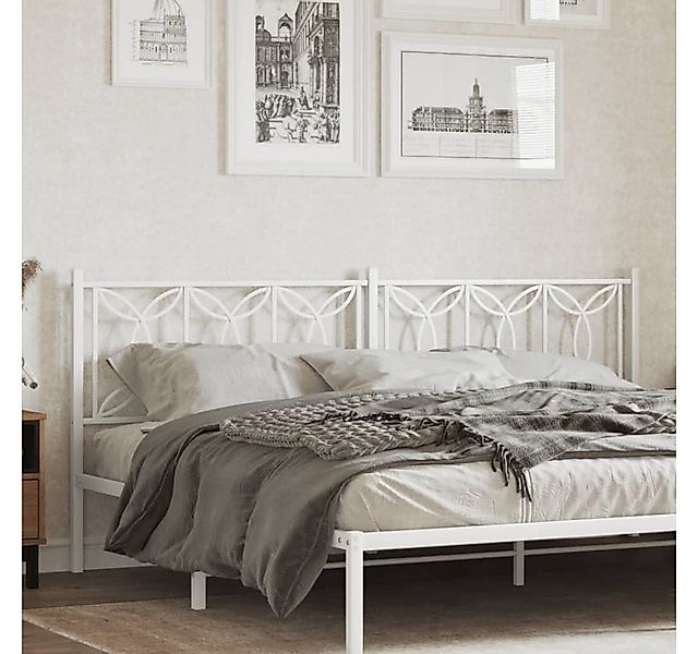 vidaXL Bett, Kopfteil Metall Weiß 193 cm günstig online kaufen