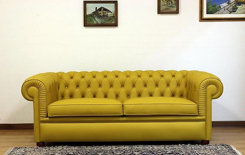 Xlmoebel Sofa Neues 3-Sitzer Chesterfield-Sofa aus Leder mit Polsterung, He günstig online kaufen