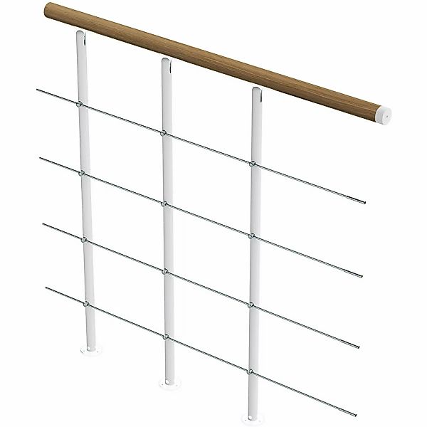 Dolle Brüstungsgeländer Boston Ergänzungsset 100 cm Weiß Handlauf Eiche FSC günstig online kaufen
