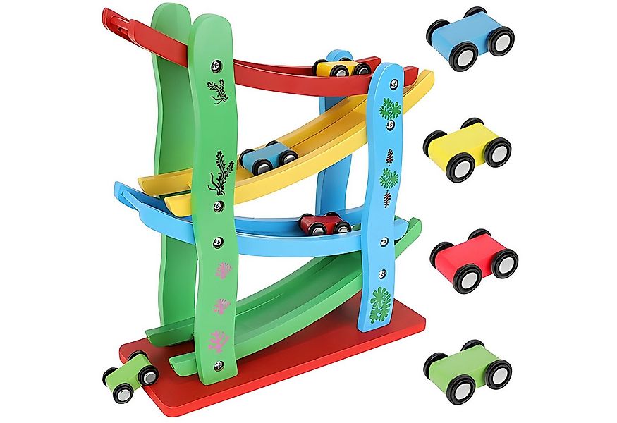 KRUZZEL Kugelbahn Autorennbahn Holzspielzeug, (Holzspielzeug-Set, 5-tlg., S günstig online kaufen