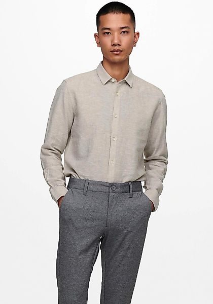 ONLY & SONS Langarmhemd "ONSCAIDEN LS SOLID LINEN SHIRT NOOS" günstig online kaufen