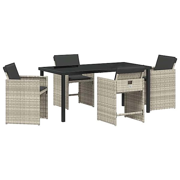 vidaXL 5-Teiliges Garten-Esszimmer-Set mit Kissen Hellgrau Poly Rattan 3379 günstig online kaufen