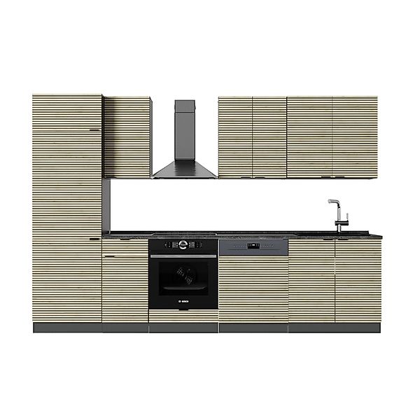 Vicco Fame-Line Küchenzeile Eiche Paneel/Anthrazit 300 cm AP Anthrazit ohne günstig online kaufen