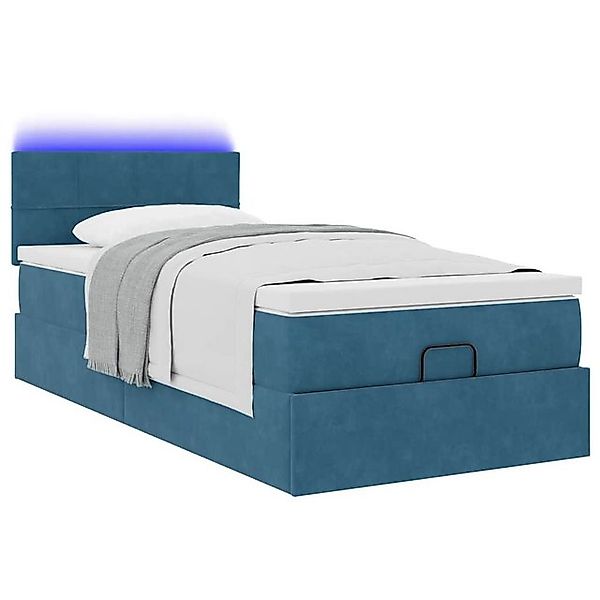 vidaXL Bett Ottoman-Bett mit Matratze & LEDs Dunkelblau 100x200 cm Samt günstig online kaufen