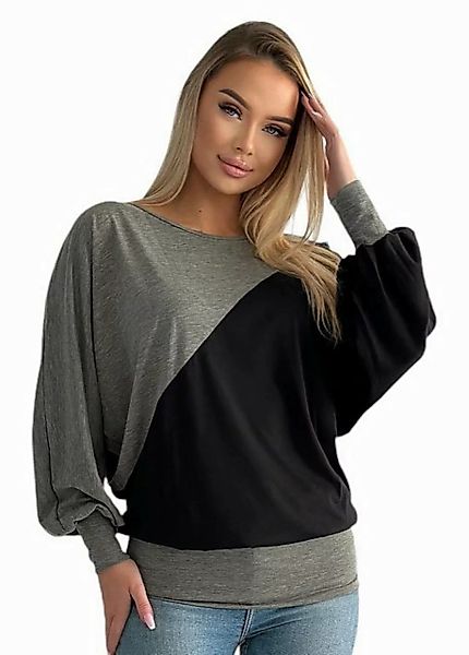 Mississhop Fledermauspullover Damen Bluse Longshirt Tunika mit ¾ ÄRMELN S M günstig online kaufen