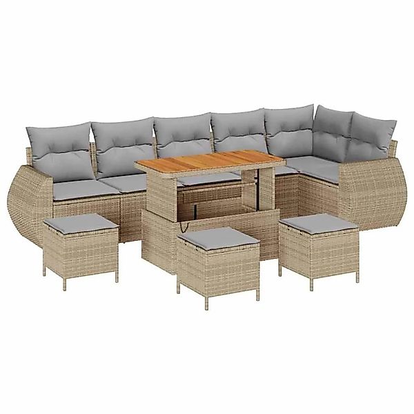 vidaXL Gartensofa-Set mit Kissen 10 Stk Beige und Hellgrau Poly Rattan 3363 günstig online kaufen