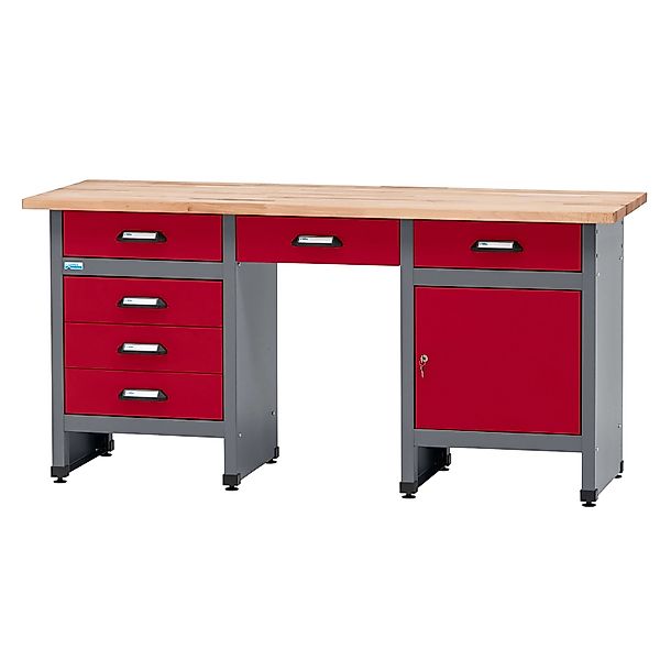 Küpper Werkbank Eintürig 6 Schubladen Sitzraum 84 x 170 x 60 cm Dunkelrot günstig online kaufen