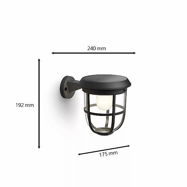 LED Solar Wandleuchte Radii in Schwarz 1,3W 250lm IP44 mit Bewegungsmelder günstig online kaufen