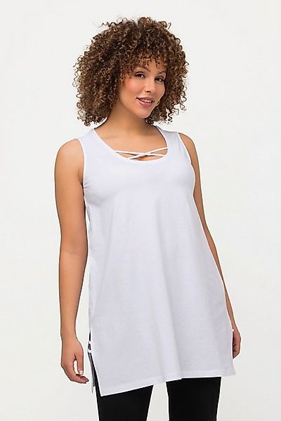 Ulla Popken Longtop Longtop Zierbänder A-Linie Rundhals ärmellos günstig online kaufen