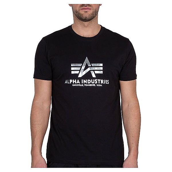 Alpha Industries Basic Foil Print Kurzärmeliges T-shirt XL Black / Metalsil günstig online kaufen