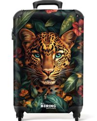 NoBoringSuitcases.com© Hartschalen-Trolley Leopard zwischen tropischen Blum günstig online kaufen