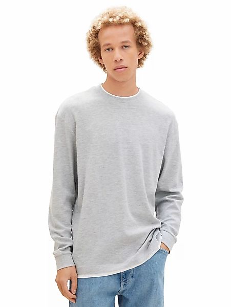 TOM TAILOR Denim 2-in-1-Langarmshirt, meliert, mit Rundhalsausschnitt günstig online kaufen