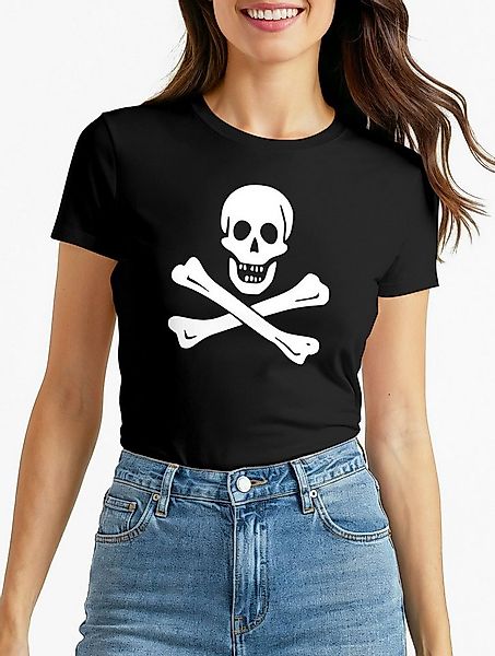 MoonWorks Print-Shirt Damen T-Shirt Verkleidung einfach Pirat Piratin Skull günstig online kaufen