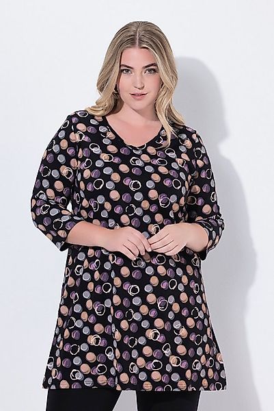 Ulla Popken Longshirt Longshirt Punkte A-Linie V-Ausschnitt 3/4-Arm günstig online kaufen