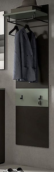 Inn.Furn Garderobenpaneel Cooper (Wandgarderobe in Basalt Grau mit Salbei G günstig online kaufen