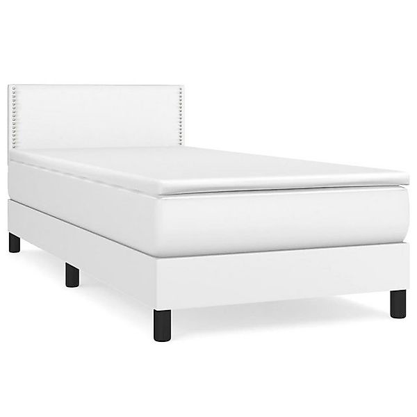 vidaXL Boxspringbett, Boxbett mit Matratze Weiß 90x200 cm Kunstleder günstig online kaufen