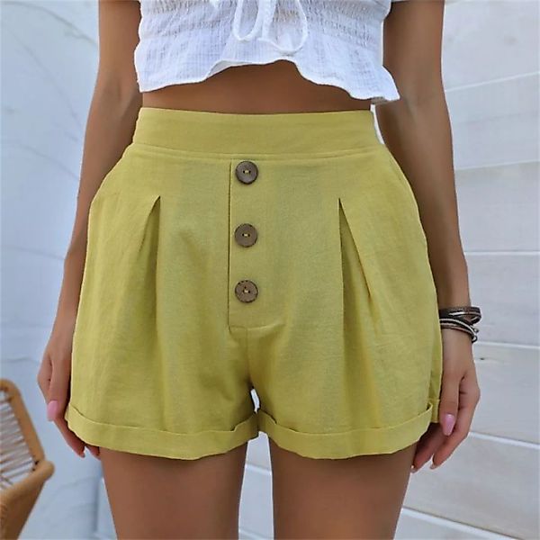AFAZ New Trading UG Shorts Einfarbige Damen-Shorts mit Knöpfen und hoher Ta günstig online kaufen