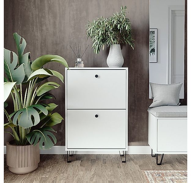 Vicco Schuhkipper Siri, Weiß, 60 x 92 cm mit 2 Klappschubladen günstig online kaufen