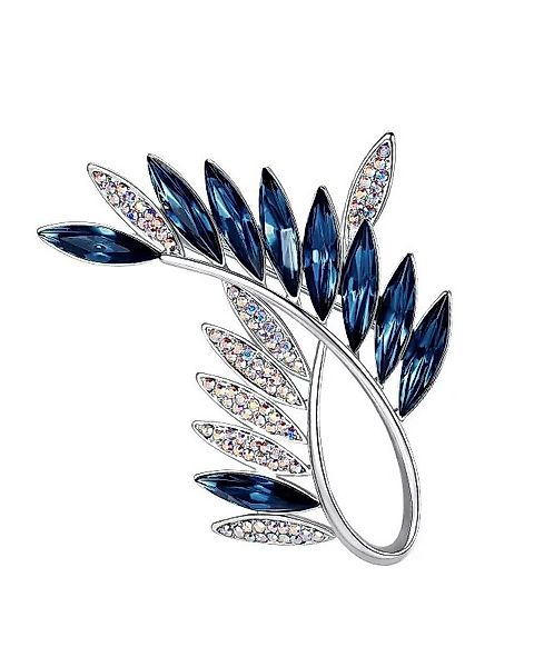 MayTree Brosche "Olivenzweig", mit Strass-Steinen blau günstig online kaufen