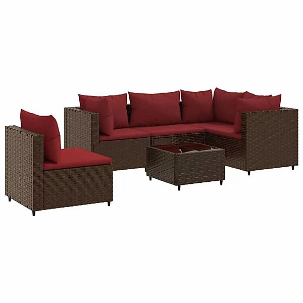 vidaXL 6-tlg Garten-Lounge-Set mit Kissen Braun Poly Rattan Modell 28 günstig online kaufen