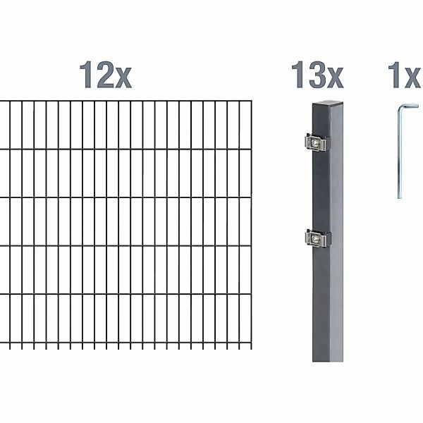 Alberts Doppelstabmattenzaun Grundset, (Set), Höhe: 80-160 günstig online kaufen