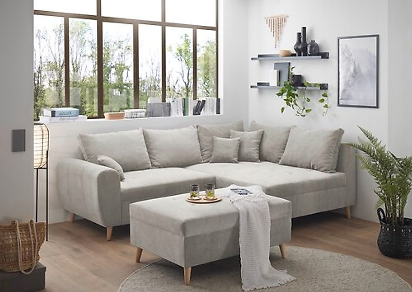 ED EXCITING DESIGN Ecksofa »Calanda L-Form«, mit Hocker & 3 Zierkissen günstig online kaufen