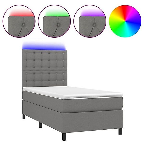 vidaXL Boxspringbett Boxspringbett mit Matratze LED Dunkelgrau 80x200 cm St günstig online kaufen