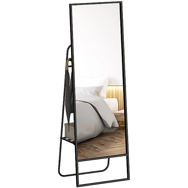 HOMCOM Ganzkörperspiegel Metall Glas 50L x 38B x 157H cm Schwarz günstig online kaufen
