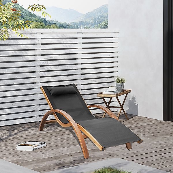 Outsunny Liegestuhl Sonnenliege Gartenliege Relaxliege mit Kopfkissen aus T günstig online kaufen