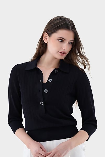 Poloshirtaus Rippstrick mit Baumwolle und Viskose günstig online kaufen