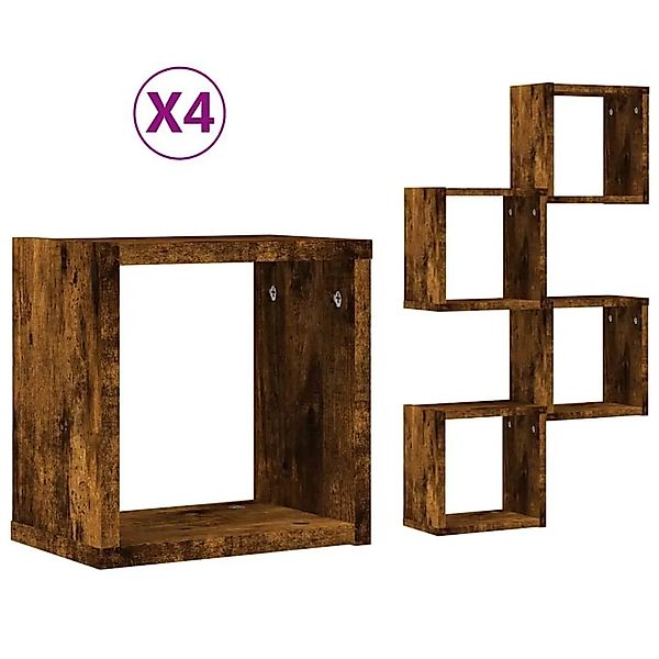vidaXL Wandregale mit Regal 4 Stk Geräucherte Eiche 26 x 15 x 26 cm 815889 günstig online kaufen