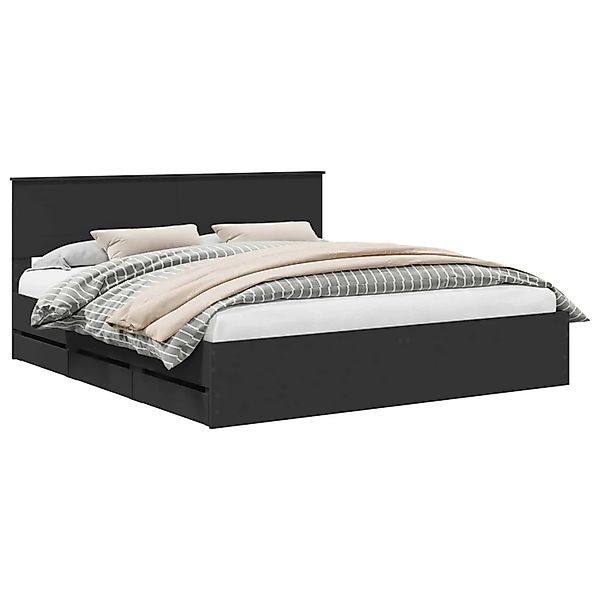 vidaXL Bettrahmen mit Schubladen Schwarz 180 x 200 cm Ingenieurs Holz 34079 günstig online kaufen