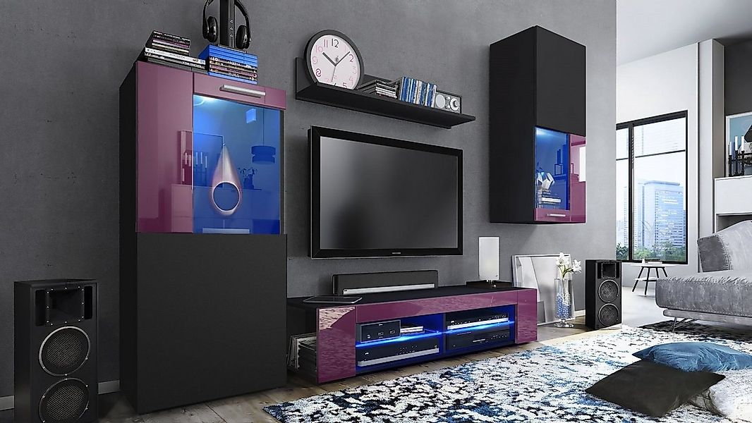 Vladon Wohnwand Movie, (Anbauwand, bestehend aus 1 TV-Board, 2 Vitrinen und günstig online kaufen