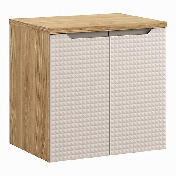 Lomadox Waschbeckenschrank LONDON-56-BEIGE inkl. Platte, in Eiche mit beige günstig online kaufen