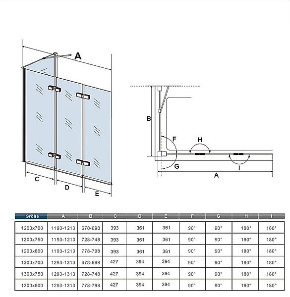 Duschparadies Badewannenaufsatz Chrom 3 teilig Faltwand Duschwand für Badew günstig online kaufen