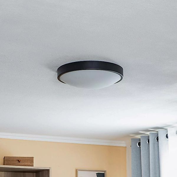 Deckenleuchte Jaris, Glas gewölbt, Ø 36 cm schwarz günstig online kaufen