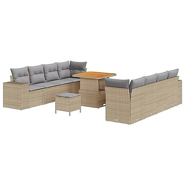 vidaXL Gartensofa-set mit Kissen 11-Tlg Beige und Hellgrau Poly-Rattan 3363 günstig online kaufen