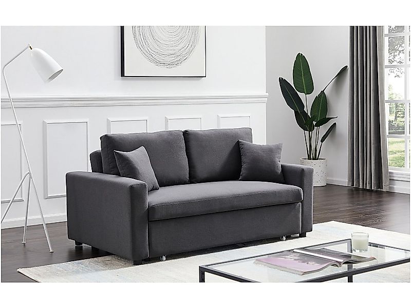 Schlafsofa 3-Sitzer - Stoff - Anthrazit - INIZOR günstig online kaufen