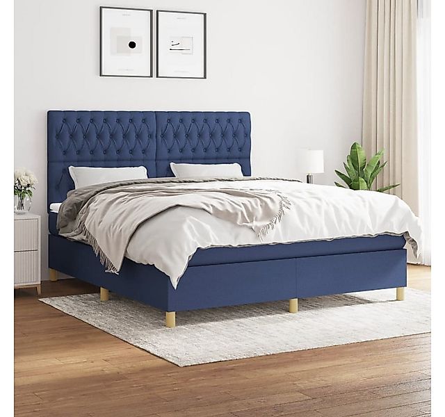 vidaXL Boxspringbett Boxspringbett mit Matratze Blau 180x200 cm Stoff Bett günstig online kaufen