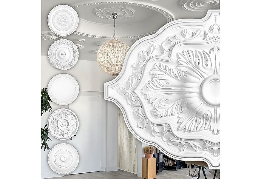 Hexim Perfect Wanddekoobjekt B2016 (Stuckrosette aus PU hartschaum, weiß, Z günstig online kaufen